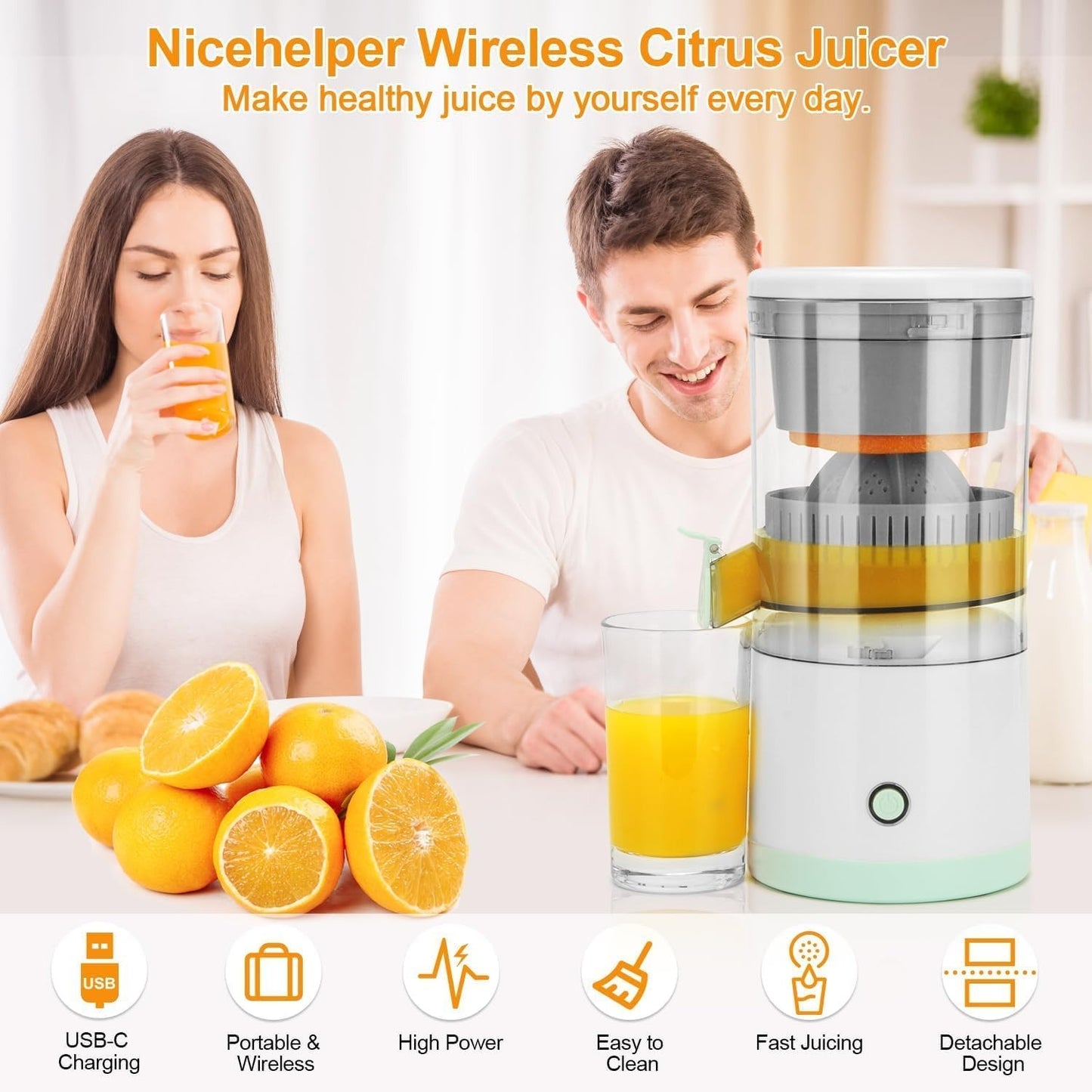 Wireless Citrus Juicer™ | Cord-Free Convenience for Daily Use!