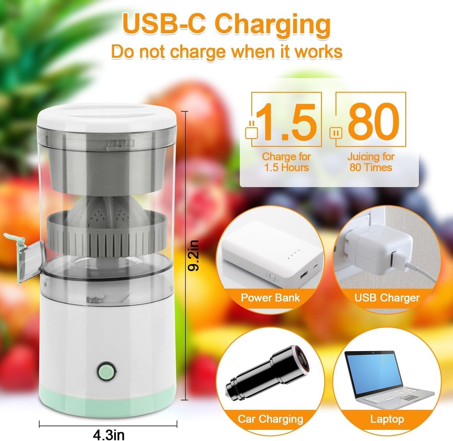 Wireless Citrus Juicer™ | Cord-Free Convenience for Daily Use!